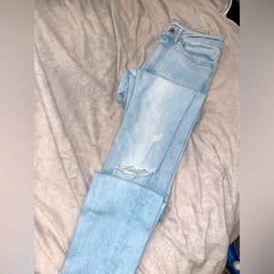 Zara woman’s size 4 jeans , light blue wash with rips throughout